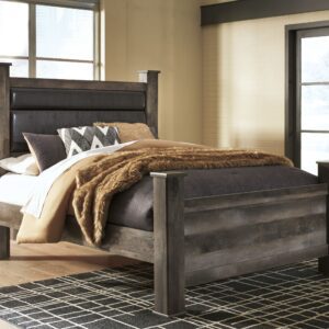 Wynnlow - Gray - Queen Upholstered Poster Bed