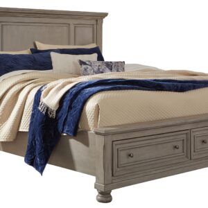 Lettner - Light Gray - Queen Panel Storage Bed