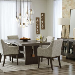 Burkhaus - Dark Brown - 8 Pc. - Dining Room Extension Table, 6 Arm Chairs, Server