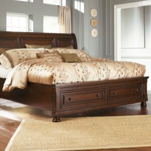 Porter - Rustic Brown - Queen Sleigh Bed with 2 Storage Drawers