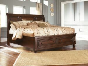 Porter - Rustic Brown - Queen Sleigh Bed with 2 Storage Drawers