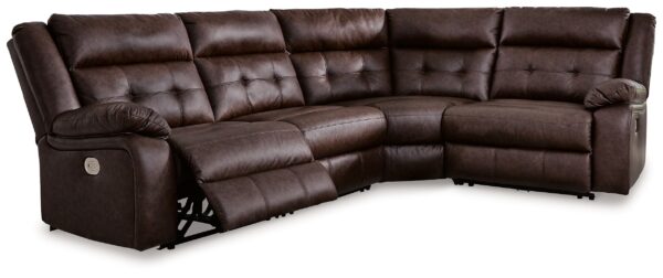 Punch Up - Walnut - 4-Piece Power Reclining Sectional