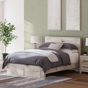Lawroy - Light Natural - Queen Panel Bed With Storage Footboard