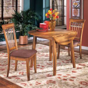 Berringer - Rustic Brown - 3 Pc. - Drop Leaf Table, 2 Side Chairs