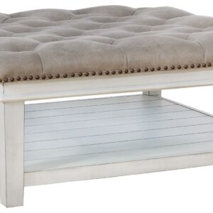 Kanwyn - Whitewash - Uph Ottoman Cocktail Table