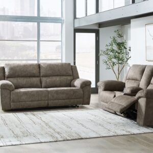 Laresview - Fossil - 2 Pc. - Reclining Sofa, Reclining Loveseat With Console