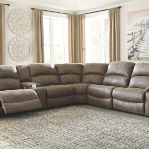 Segburg - Driftwood - Left Arm Facing Power Sofa with Console 4 Pc Sectional