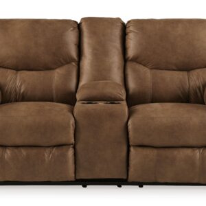 Boxberg - Light Brown - DBL Rec Loveseat w/Console