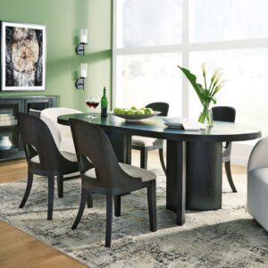 Rowanbeck - Black - 8 Pc. - Dining Table, 4 Side Chairs, 2 Arm Chairs, Server