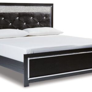 Kaydell - Black - King Upholstered Panel Platform Bed