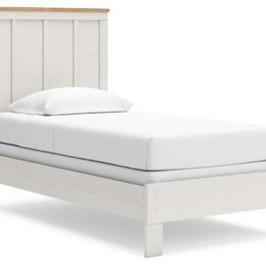 Linnocreek - White / Warm Brown - Twin Panel Bed