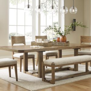 Cabalynn -  Oatmeal / Light Brown - 6 Pc. - Dining Room Table, 4 Side Chairs, Bench