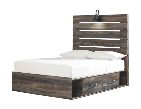 Drystan - Brown / Beige - Full Panel Bed with 2 Side Drawers