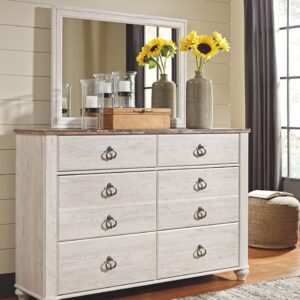 Willowton - Whitewash - Dresser, Mirror