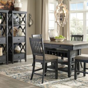 Tyler Creek - Dark Gray - 7 Pc. - Counter Table, 4 Barstools, 2 Cabinets
