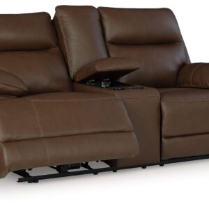Vonryan - Tobacco - Power Reclining Loveseat With Console / Adj Headrest