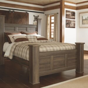Juararo - Dark Brown - Queen Poster Bed
