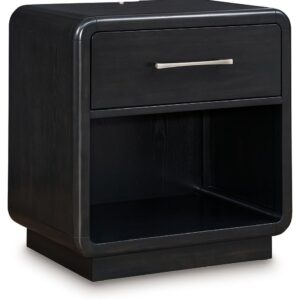 Rowanbeck - Black - One Drawer Night Stand