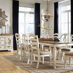 Realyn - White - 9 Pc. - Extension Table, 4 Ladderback Side Chairs, 4 Ribbon Back Side Chairs