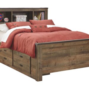 Trinell - Brown - Full Panel Bookcase Bed with 2 Storage Drawers