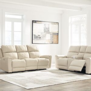 Dahlmoore - Almond - 2 Pc. - Power Reclining Sofa, Power Reclining Loveseat With Console
