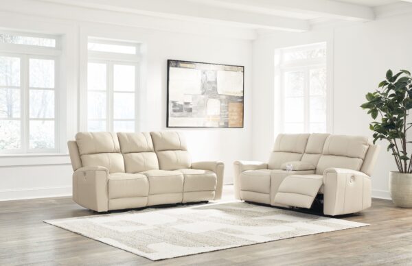 Dahlmoore - Almond - 2 Pc. - Power Reclining Sofa, Power Reclining Loveseat With Console