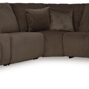 Top Tier - Chocolate - 6-Piece Reclining Sectional With Raf Press Back Chaise