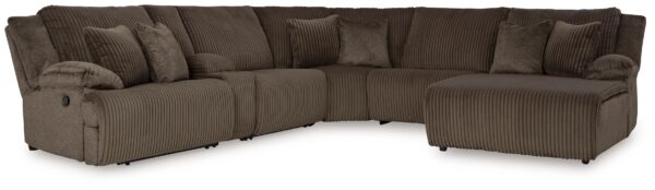 Top Tier - Chocolate - 6-Piece Reclining Sectional With Raf Press Back Chaise