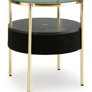 Nedman - Black / Gold Finish - Accent Table With Speaker