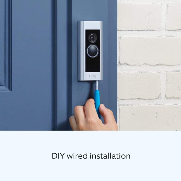 Ring - Wired Doorbell Plus Smart Wi-Fi Video Doorbell - Satin Nickel