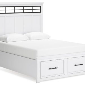 Ashbryn - White / Natural - Queen Panel Storage Bed
