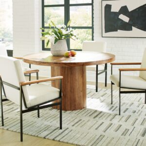 Dressonni - Brown - 5 Pc. - Round Dining Table, 4 Arm Chairs