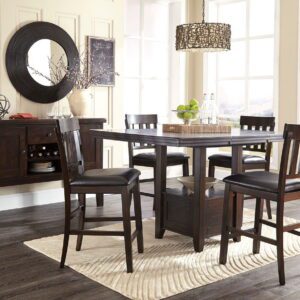 Haddigan - Dark Brown - 6 Pc. - Counter Extension Table, 4 Barstools, Server