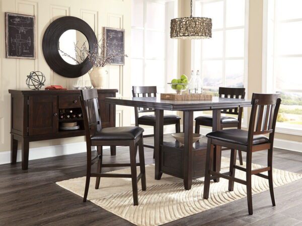 Haddigan - Dark Brown - 6 Pc. - Counter Extension Table, 4 Barstools, Server