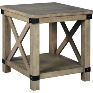 Aldwin - Gray - Rectangular End Table - Crossbuck Styling