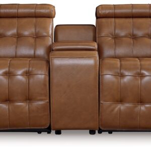 Temmpton - Chocolate - 3-Piece Power Reclining Sectional Loveseat With Console