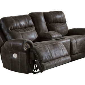 Grearview - Charcoal - PWR REC Loveseat/Con/Adj HDRST