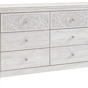 Paxberry - Whitewash - Six Drawer Dresser - Medallion Drawer Pulls