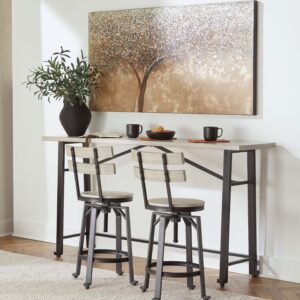Karisslyn - Whitewash / Black - 3 Pc. - Long Counter Table, 2 Bar Stools