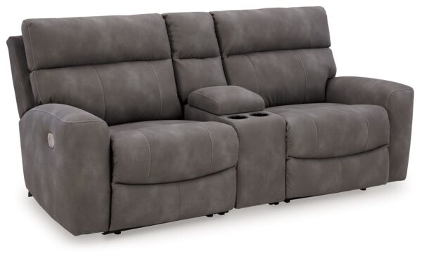 Next-Gen Durapella - Slate - 3-Piece Power Reclining Sectional Loveseat With Console