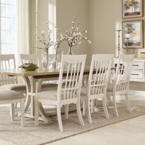 Shaybrock - Antique White / Brown - 10 Pc. - Rectangular Dining Room Extension Table, 8 Side Chairs, Server