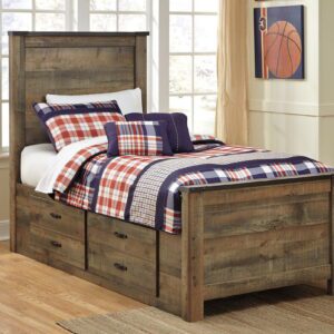 Trinell - Brown - Twin Panel Bed with 2 Storage Drawers