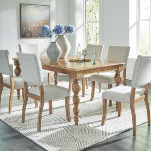 Rybergston - Light Brown - 7 Pc. - Rectangular Dining Table, 6 Chairs