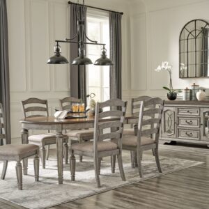 Lodenbay - Antique Gray - 8 Pc. - Dining Room ExtensionTable, 6 Side Chairs, Server