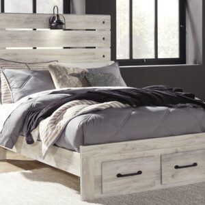Cambeck - Whitewash - Full Panel Bed with 2 Storage Drawers