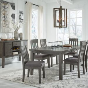 Hallanden - Black / Gray - 8 Pc. - Extension Table, 6 Side Chairs, Server