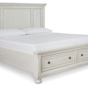 Robbinsdale - Antique White - Queen Panel Storage Bed