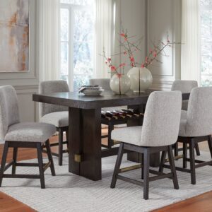 Burkhaus - Dark Brown - 7 Pc. - Rectangular Counter Table, 6 Barstools