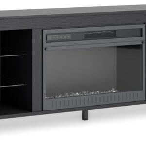 Cayberry - Black - TV Stand With Fireplace