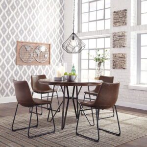 Centiar - Two-tone Brown - 5 Pc. - Dining Room Table, 4 Upholstered Side Chairs